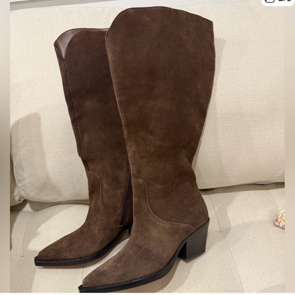 Dolce vita Brown Suede wide calf Knee-High Women's Boots - Picture 3 of 6